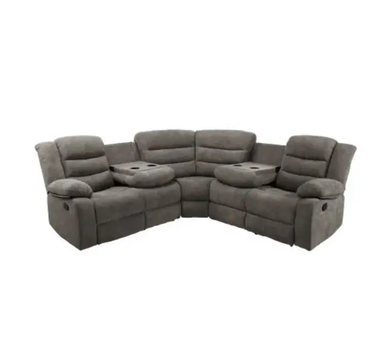 Sectional Manual Recliner Living Room Set Grey Color