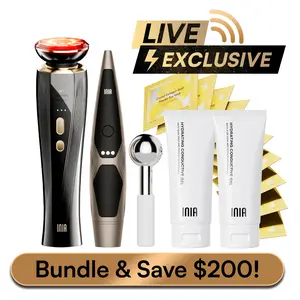 【LIVE EXCLUSIVE】INIA FLARE & LUMIN Facial & Eye Skincare Bundle – 3-in-1 Face + 4-in-1 Eye Beauty Devices for Lifting, Tightening, Reducing Puffiness & Fine Lines,Buy 1 Get 15