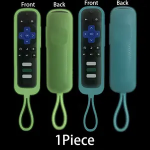 Protective cover for TCL Roku TV streaming stick remote, silicone case for Roku Voice/Express/Premiere remote, protective sleeve - luminous green, luminous blue