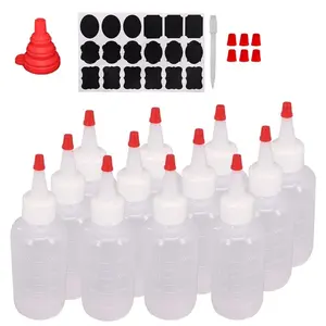 12 Pack 4-Ounce Empty Plastic Squeeze Bottles with Red Tip Caps Multipurpose Squirt Bottle