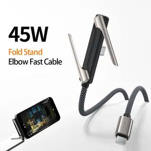 Kaxoe Black Braided Fast Charging Cable With Phone Holder For iPhone All Series