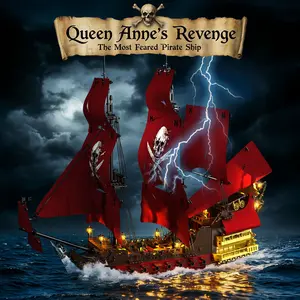 Anne's Revenge Ship Building Block Set, Pirate Boat Model Display, Men's Gift, Collector's Item, Home Decor, Birthday Present