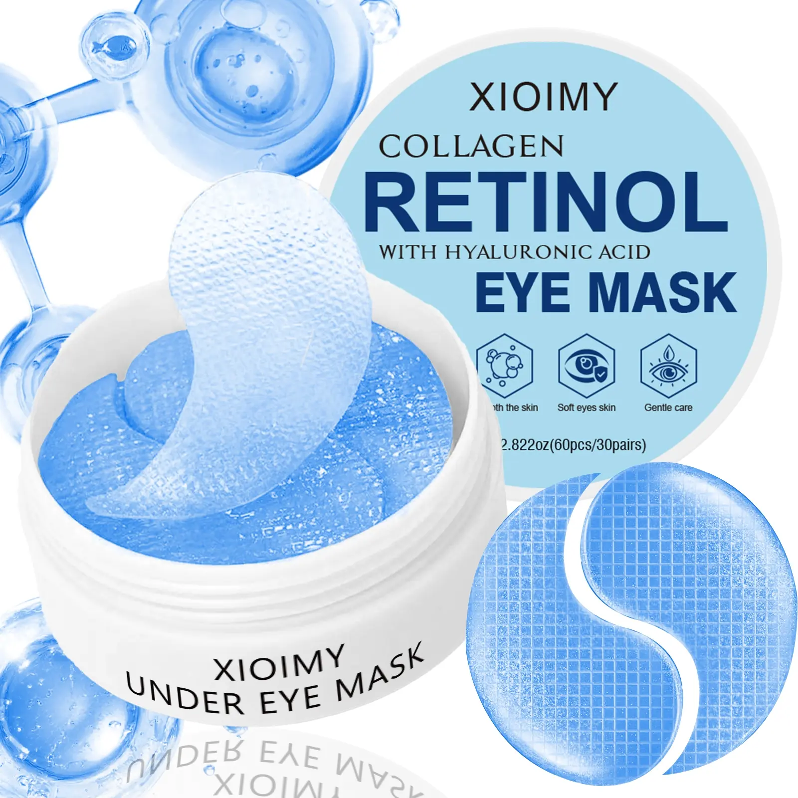 60pcs Collagen Eye Patch and Retinol Gel Eye Masks, Eye Treatment Mask, Deep Moisturizing, Intensive Hydrating, Firming and Plumping, Anti-Dryness, Radiant Skin, Eye Care