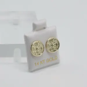 14KT Gold Centenario Earrings - Elegant Coin Design for Women