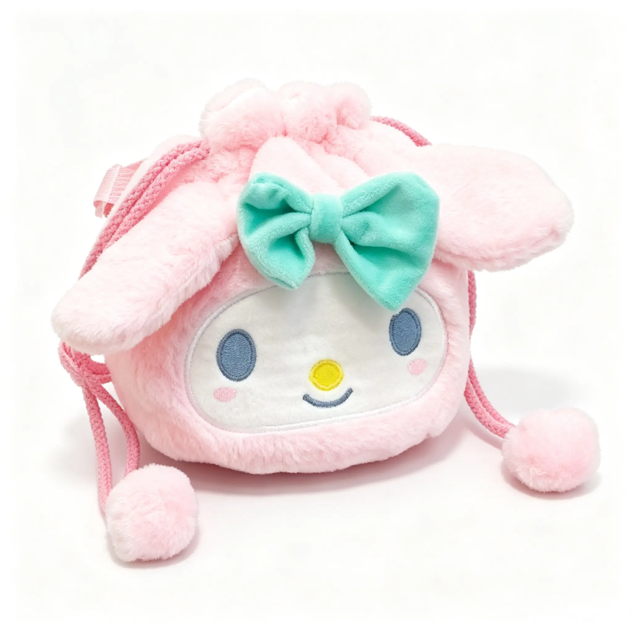 My Melody Drawstring Bucket Bag Official Sanrio Licensed Convertible Crossbody Design Cute Kawaii Cartoon Soft Shoulder Handbag Adjustable Strap Lightweight Daily Storage Purse for Shopping Travel Birthday Holiday Gift for Teen Girls Women Sanrio Fans