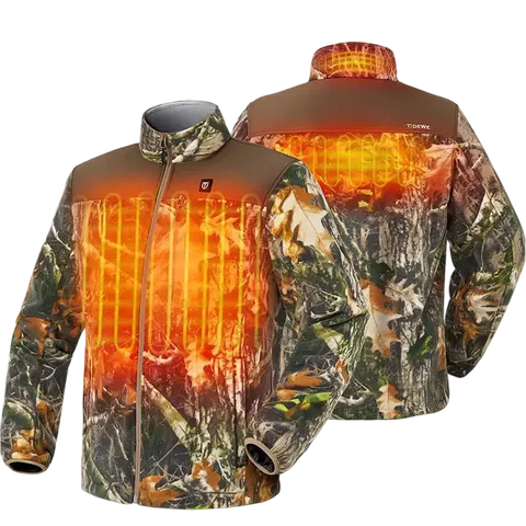 【Limited Sizes Clearance】Men’s Heated Jacket Fleece with Battery Pack, Rechargeable Coat for Hunting (Black, Camo, Size S-XXXL)