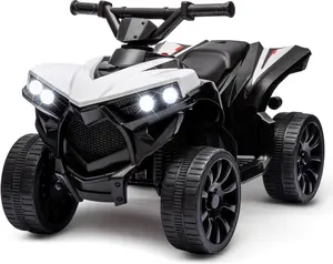 ATV for Kids - 6v Battery Powered Kids Electric ATV,1.8 MPH Speed, 55 LBS Weight Capacity 4 Wheeler | with LED Headlights, Music, | Gift for Boys Girls-White