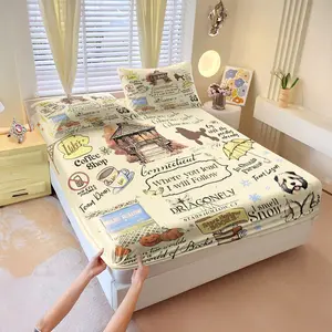 Gilmore Girls themed fitted sheet set,1 fitted sheet & 2 pillowcases without filler, features a warm-toned background with iconic quotes and related patterns, perfect for those who appreciate a vintage & cozy style, stylish & durable bedding, Bedsheet Set