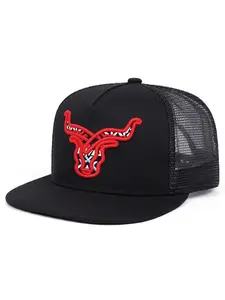 2026 New Fashionable Personalized Breathable Mesh Trucker Hat Feather Bull Head Embroidered Baseball Hat Street Creative Hip Hop Skateboarding Hat Outdoor Daily Commuting Decoration Sunshade Hat Male Female Same Style Casual Flat Edge Hat Flat Brim Hat
