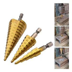3Counts Step Drill Bit Set-Titanium Coated,High Speed Steel Drill Cone Bits for Aluminum,Wood and Plastic Hole Drilling Cutting,Multi Size Hole Stepped Up Unibit for DIY Lovers.