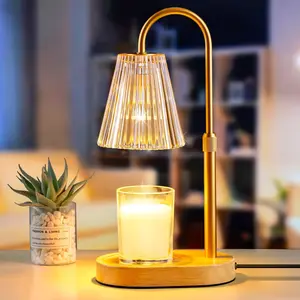 Candle Warmer Lamp with Timer Electric Candles Wax Warmers Glass Lamps for Jar Candles Burner Adjustable Height and Dimmable Light Modern No Flame Scented Candle Warming Lantern Amber