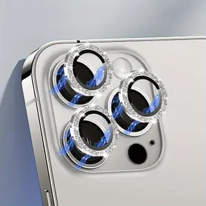 Glitter Camera Lens Protector and Bling Ring Lens Cover Protective Accessories For Smartphone iPhone 17/17Air/17 Pro/17 Pro Max iPhone 16 Pro Max, Tempered Glass Screen Protector with Glitter Effect Protection