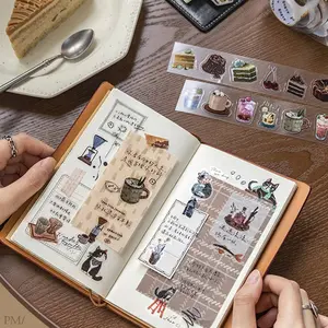 Cute Cat Home Life Leisure Series Original Matte Pet Tape 6 Designs, Gift Packaging Decoration, Adorable Pet Accessories, Sticker Packs