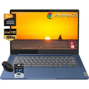 Lenovo Slim 3 Chromebook Laptop, 14" FHD Touchscreen for Student and Business, 8-Core MediaTek 520 Processor, 4GB RAM, 64GB eMMC, 13H Long Battery Life, Wi-Fi 6, Webcam, Chrome OS