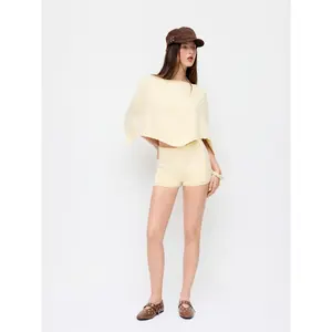 Cider Knit Boat Neck Cloak Top & Lettuce Trim Shorts Set