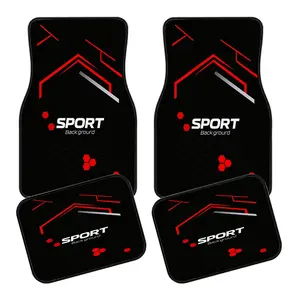 4pcs Sport Car Floor Mats, Anti-Slip Polyester, Durable Absorbent, Easy to Clean, Suitable for Trucks Vans Suvs