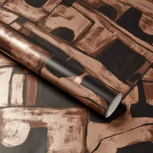 Threshold Abstract Maze 198"x20" Peel & Stick Wallpaper Modern Aged Gold & Black