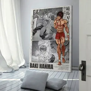 Baki anime art canvas poster prints, Baki and Hanma manga wall decorations, suitable for studies and dormitories.