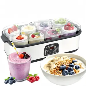 Electric Yogurt Maker with 8 Containers - Promote gut health with probiotic-rich homemade yogurt - For homemade, probiotic yogurt, BPA-free 8 glass jars (60 oz), adjustable time and temperature control, auto shut-off and constant temperature griddle home