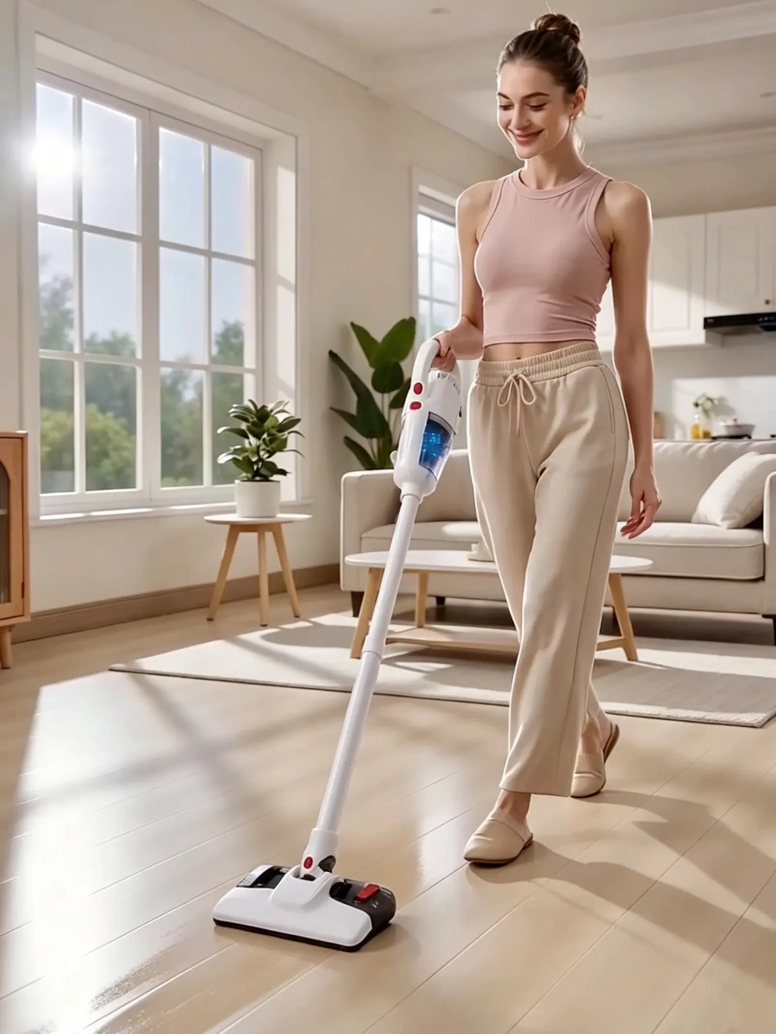 2-in-1 Stick Vacuum &  Combo Set, 400W Corded Cleaner with 12KPa Powerful Suction, Ultra-Light Handheld Upright Design, 3 Dust Filters & Microfiber  Pads, Ideal for Pet Hair & Hard Floors, Hard Floor washable limpiar pisos