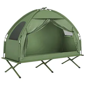 Camping Tent Cot 2 In 1 Camping Bed And Tent In One Bag For Backpacking Or Beach Lightweight Steel Legs Support 225 Lbs