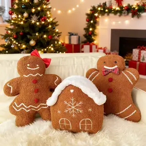 Christmas Cushion, Gingerbread man pillow, Gingerbread girl pillow, Gingerbread house pillow, Snowman pillow,Santa/Candy cane/peppermint candy pillow, Count Household Decorative Throw Pillow, Sweet Furniture, Festival Party Home Decorative Cushion Pillow
