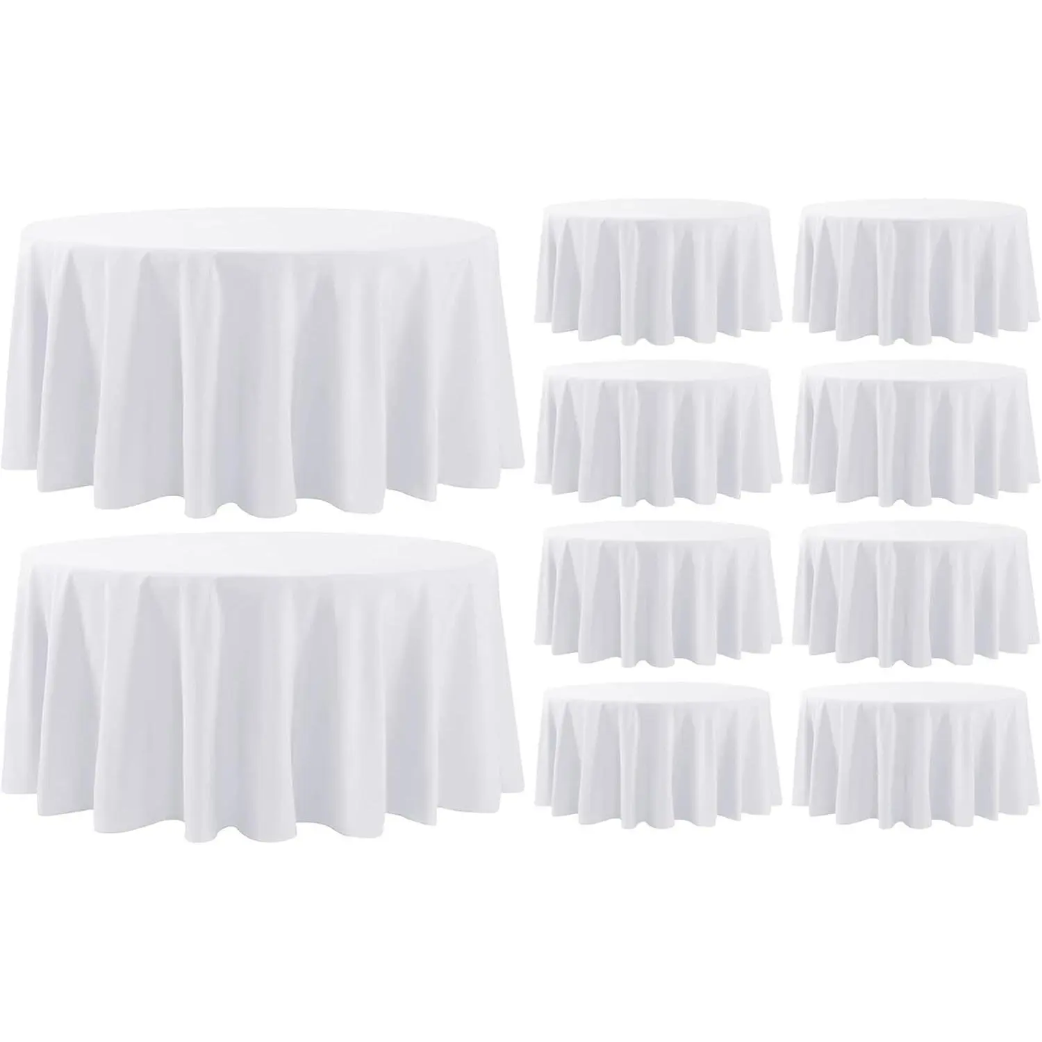 Round Tablecloth 120 Inch 10 Pack White Tablecloths Washable Decorative Linen Polyester Table Clothes Cover for Dining Table Banquets Buffet Parties and Wedding