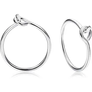 THUNARAZ Unisex Dainty Plated Metal Silvery Geometric Hoop & Stud Earrings, 1-Pair Set, Tiny Cartilage Jewelry for Daily Wear, Classic Fashion Accessory