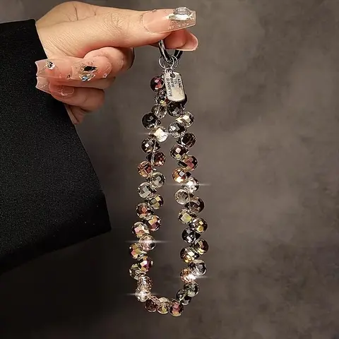 Crystal Beaded Phone Chain, Short Phone Lanyard, Phone Strap for Women & Girls, Cell, Cellphone Accessories, Fashion Phone Accessories for Daily Use, Cell Phone Charm