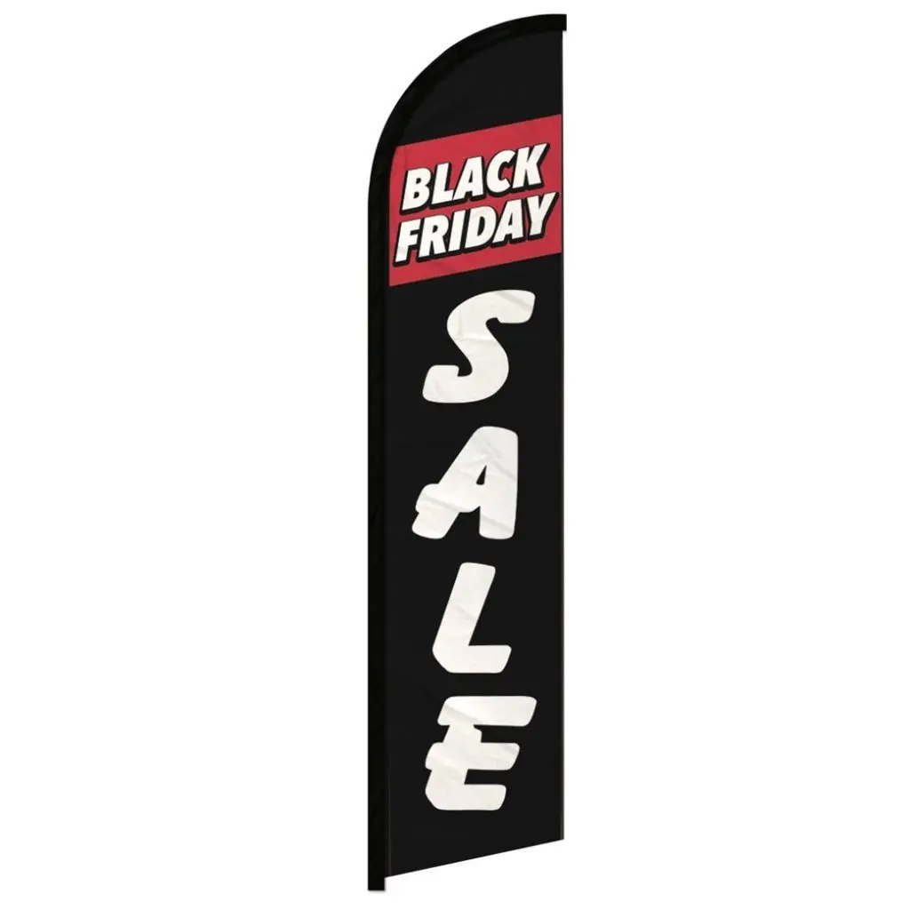 Large-Size Wear-Resistant Polyester Windproof Banner Flag with Curved Sleeve - 11.5x2.5 ft Black Friday Advertising Backdrop for Festive & Party Home Supplies