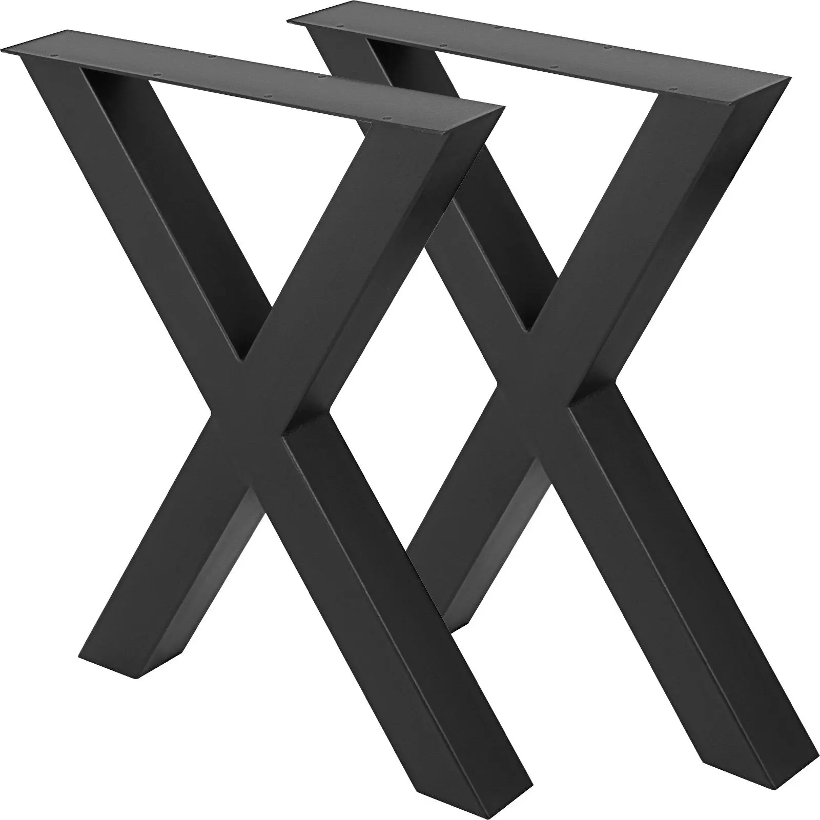 【summerfinds】VEVOR Set of 2 Steel Table Legs, 28\'\'Height 24\'\'Wide Dining Table Legs, Heavy Duty 3.1\" Square Box Section X Frame Table Legs, 28x24x3.1 Inch Black Color Industrial Country Style Metal Dining Leg