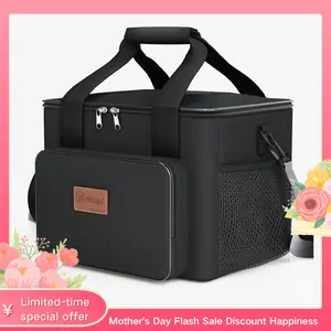 Lunch Bag Double Deck Multi functional lunch bag 15L- Leakproof Insulated Soft Large Adult Insulated Lunch Bag, Holds Anything Insulated Bag, Tote (Black,15L) fit  fresh large lunch bag lunch box tote bag