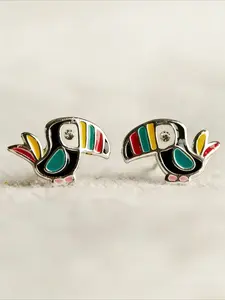 1 pair of fashionable earrings for women, retro bohemian style colored enamel bird earrings, daily casual party vacation personalized earrings, Statement Earrings