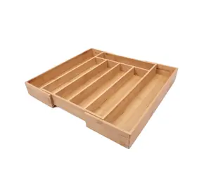 Adjustable Bamboo Utensil Organizer – Expandable Kitchen Drawer Divider Tray