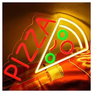 Sign Illuminated Pizza Neon Sign For Wall Decor For Pizzeria Restaurant Kitchen Restaurant Food Decor 21.6x37cm