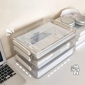 Document Storage Box, Organize Exam Papers File Organizer, Plastic Transparent Lid Container, Ideal for Office & Home Use, Files Organizer, Office Accessories