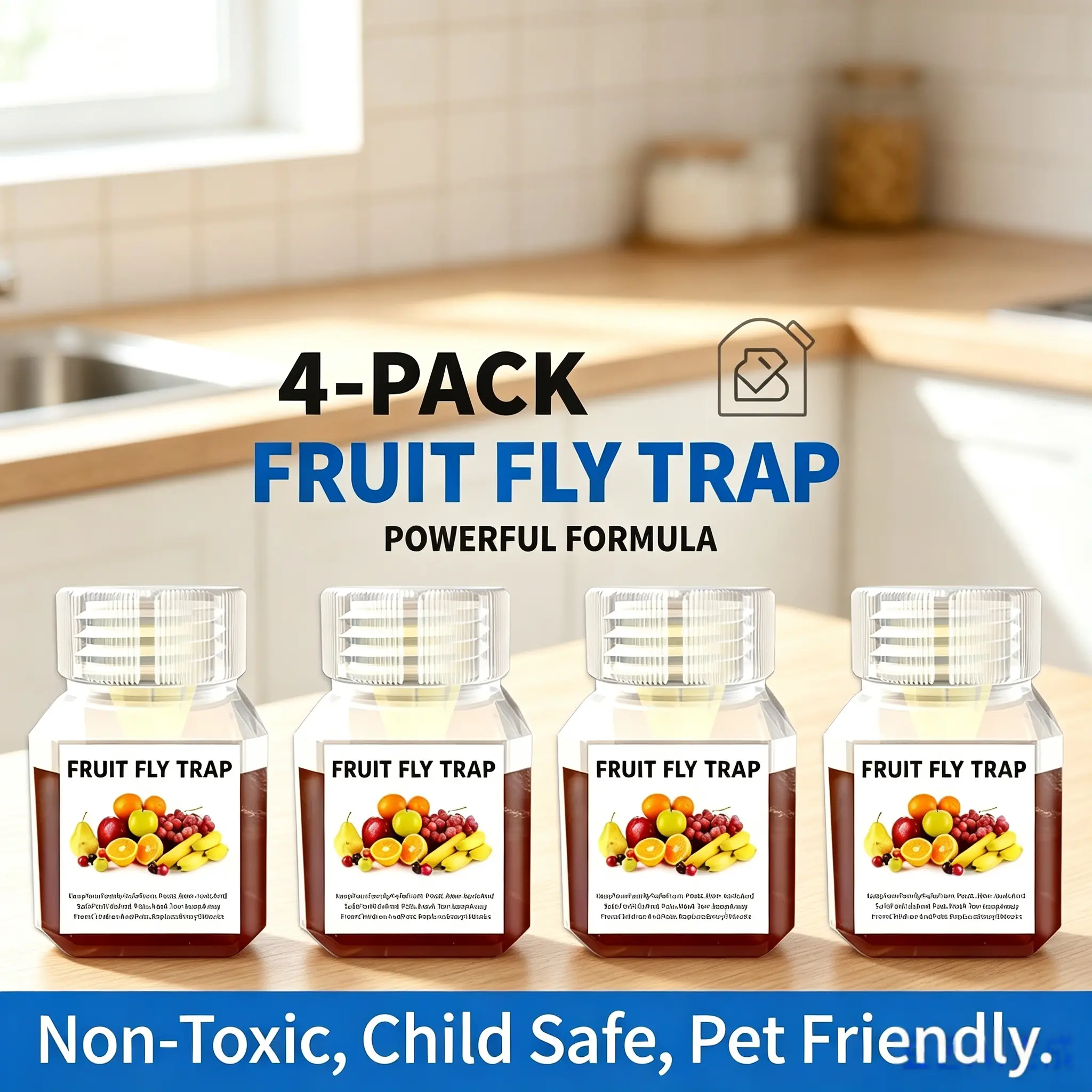 4-Pack Natural Fly Trap Box, Chemical-Free Child-Safe Household Indoor Pest Trap for Mosquitoes, House Flies