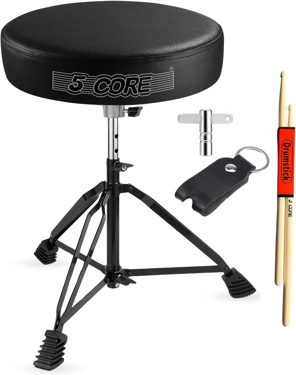 5 CORE Drum Throne 3" Thick Padded 21.5" Adjustable Guitar Stool Drummer Chair 200 lb Capacity Seat for Adults & Kids Black