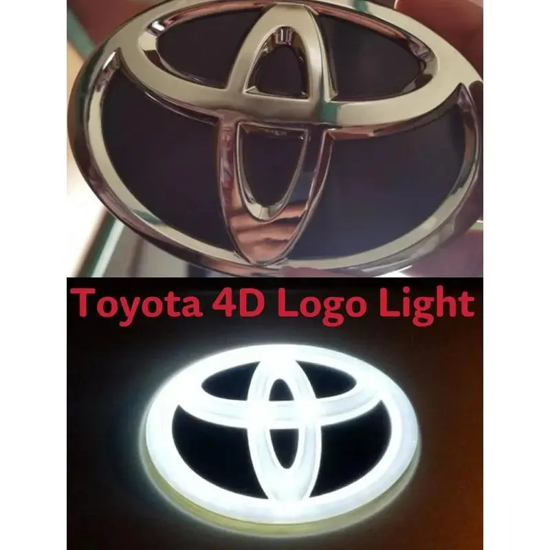 4D Illuminated LED Car Logo Light, Front Grille Rear Trunk Glow Emblem Badge Fit For Toyota Land Cruiser Prado RAV4 Highlander Camry, Auto Exterior Decor Accessories