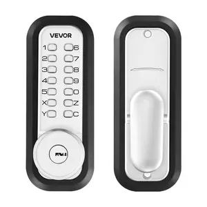 Silver Mechanical Keyless Entry Door Knob - 2.0 Code Upgrade, 4-7 Digit Push Button Combination Lock, Single-Sided, Auto Locking, for Garden Gates & Indoor Use