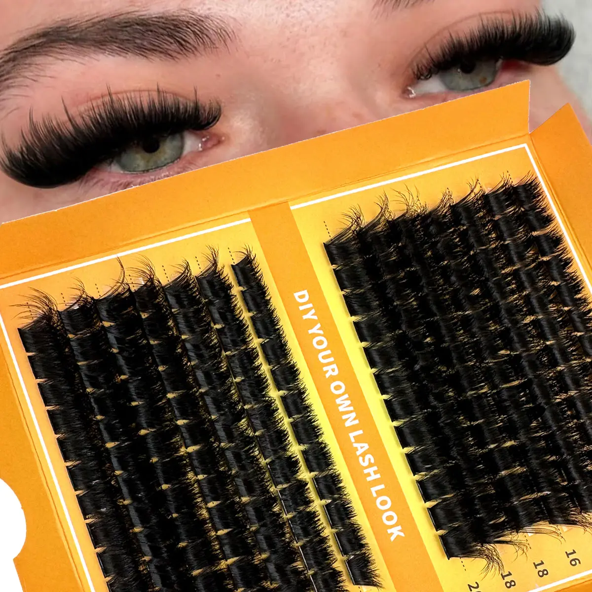 200D/160D/120D/100D/80D/60D Luxury Synthetic DIY Cluster Eyelashes, Cluster False Lashes, Cluster Lashes Pack, Mixed Lengths 14-20mm, Reusable D Curl Dense Lash Extensions, Easy Application for Beginners, Cosmetic