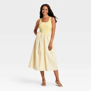 Women's Knit to Woven Midi Dress - A New Day