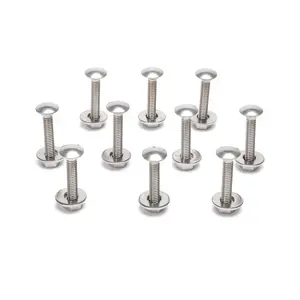 (10 Sets) 1/4-20 x 1-1/4" Carriage Bolts and Nuts Kit, Round Head Square Neck Screws, Stainless Steel 18-8 (304)