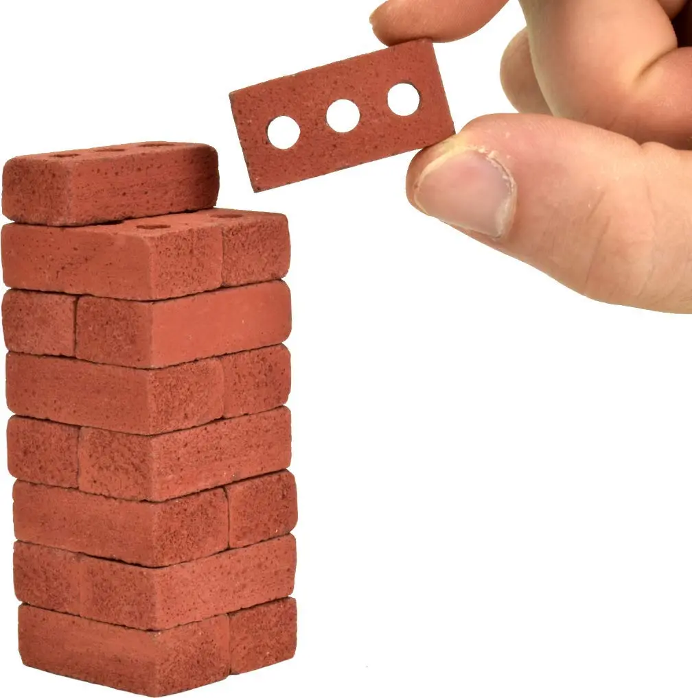 1:6 Scale Mini Cement Red Bricks – Real Cement Dollhouse Bricks for Diorama, Model Train Layout, Mini Construction Projects, Mini Masonry Building Supplies – Handmade Small Batch USA