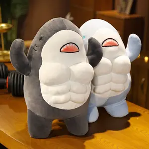 2026 New Muscle Shark  Toy |         Unique and trendy decorative style |         Soft  material (durable texture) sleeping companion doll + desktop decoration + fitness-themed gift weighted rare stuffed animals Cartoon Gorilla Backpack Whale Ka plush