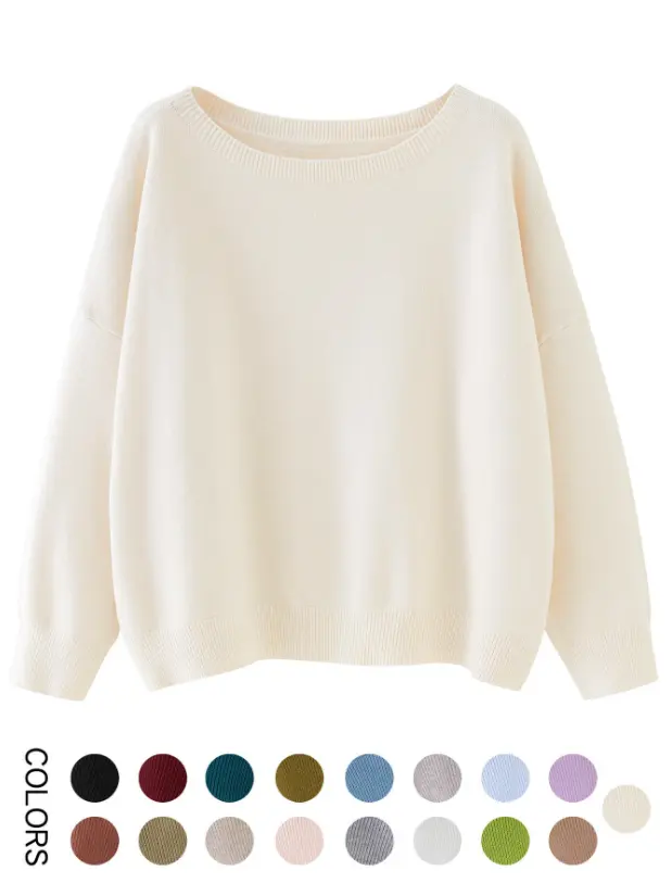 Chic Scoop Neck Long Sleeve Sweater