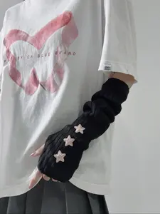 Women's 1 Pair Star Patched Design Gloves, Winter Gloves, Knit Gloves, Fashion Casual Cute Breathable Comfortable Arm Sleeves for Daily Outdoor Wear, Women's Gloves for All Seasons