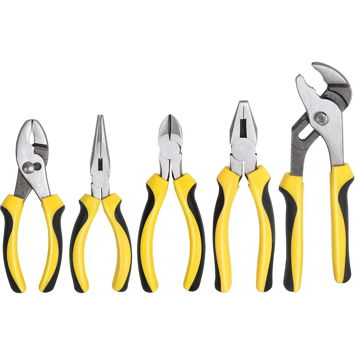5-Piece Pliers Set, Pliers Tool Set Included 8" Groove Joint, 7" Linesman, 6" Long Nose, 6" Slip Joint, 6" Diagonalfor Basic Home Maintenance