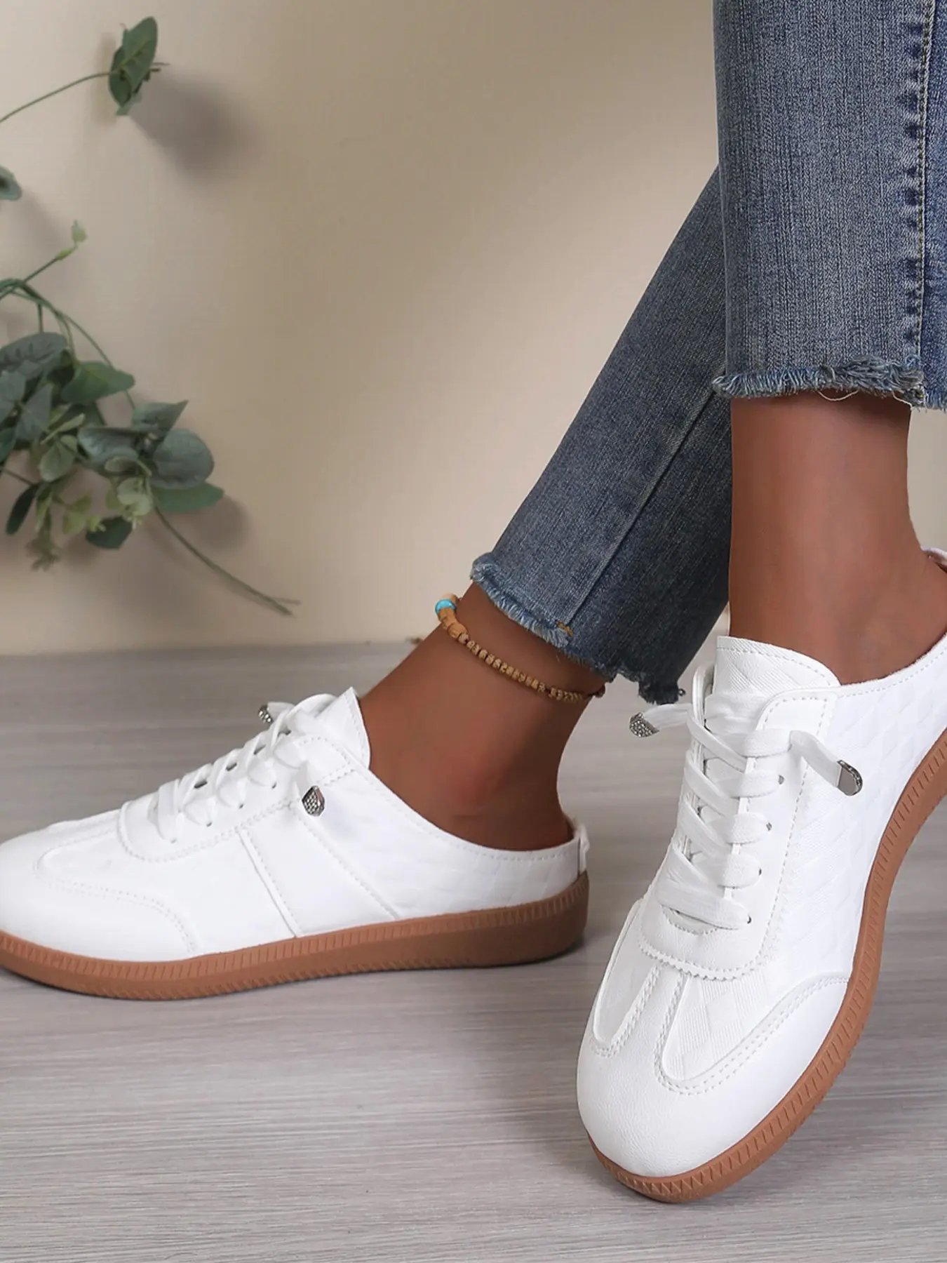 Half Slip-On Sneakers, Trainer, Footwear, No Heel Design, Easy On-Off, Stylish and Convenient, Ideal for Daily Commute, Casual Shopping, Short Trips, Walking Shoes
