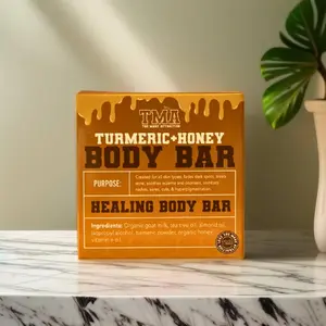 Turmeric + Honey Healing Body Bar - Natural Bar Soap with Essential Oil for Skin Repair & Body Care